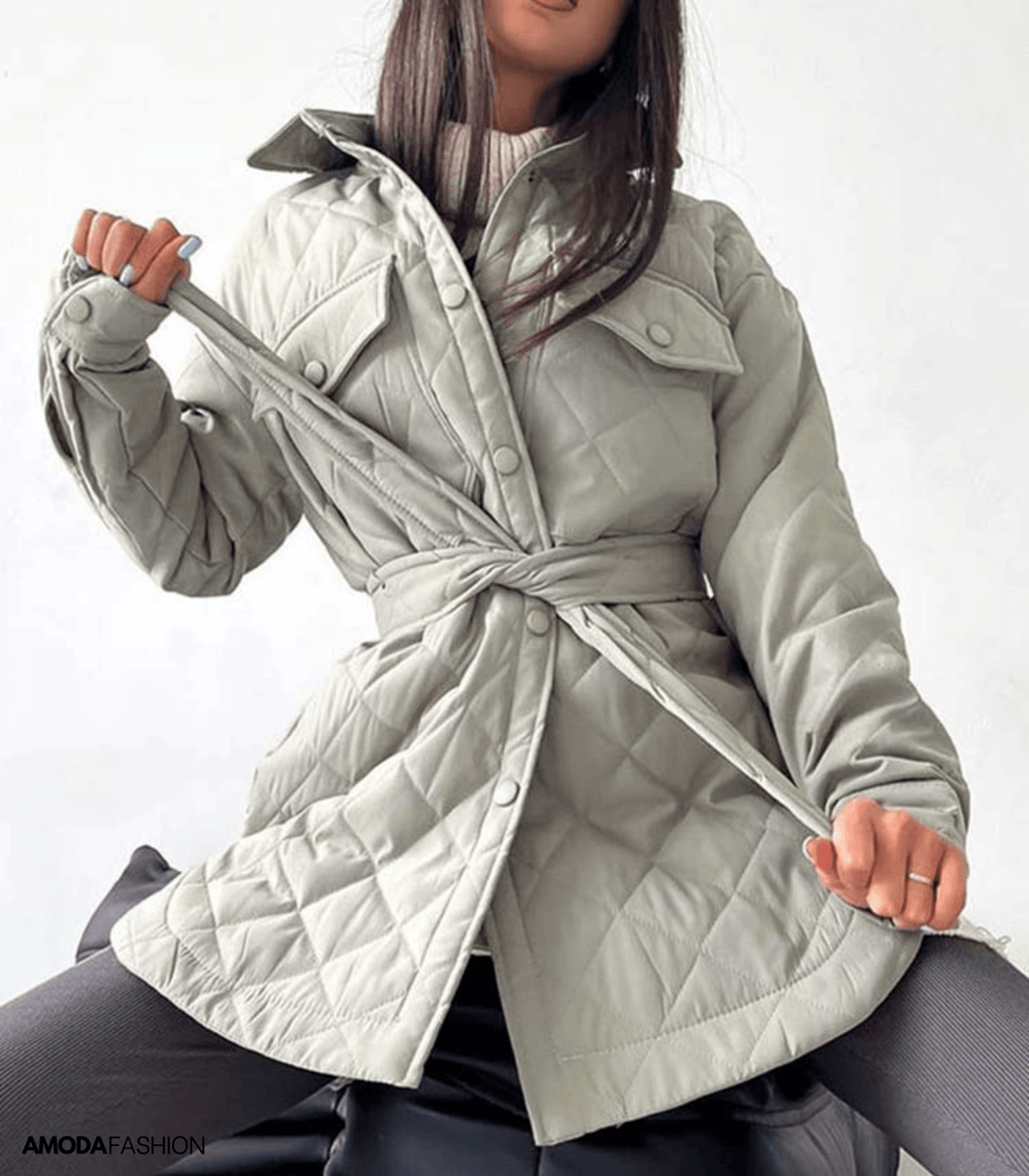 Erica | Oversized Quilted Women's Jacket with Belt - Relaxed Padded Winter Layer