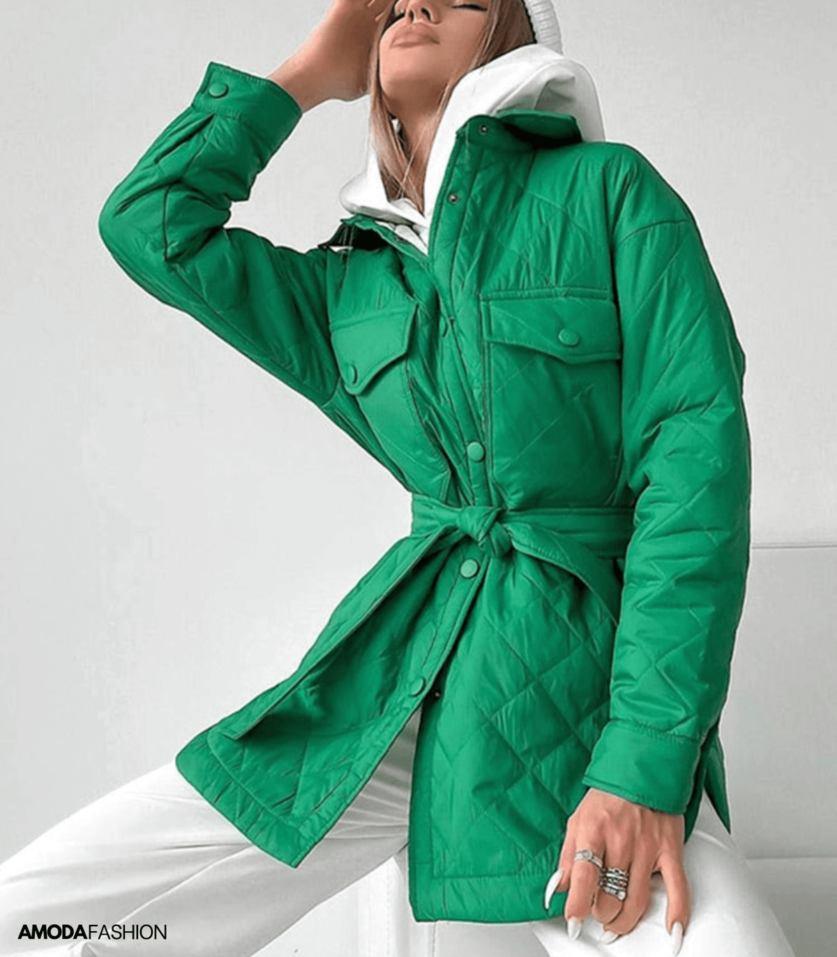 Erica | Oversized Quilted Women's Jacket with Belt - Relaxed Padded Winter Layer