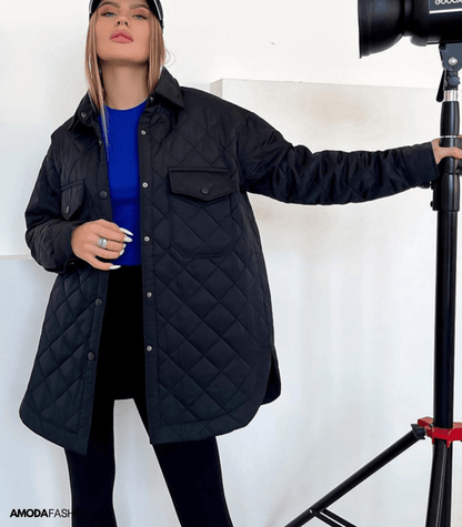 Erica | Oversized Quilted Women's Jacket with Belt - Relaxed Padded Winter Layer