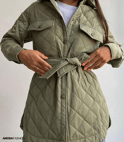 Erica | Oversized Quilted Women's Jacket with Belt - Relaxed Padded Winter Layer