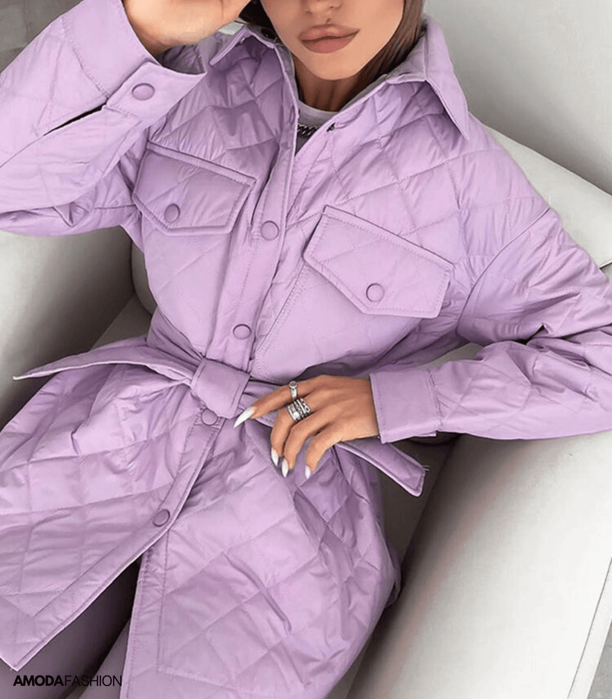 Erica | Oversized Quilted Women's Jacket with Belt - Relaxed Padded Winter Layer