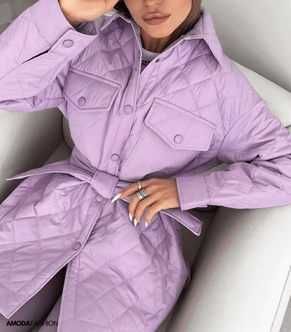 Erica | Oversized Quilted Women's Jacket with Belt - Relaxed Padded Winter Layer