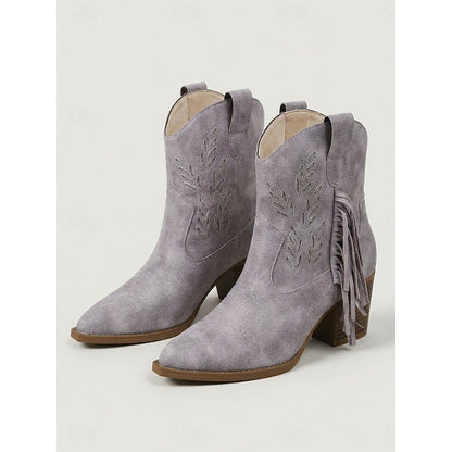 Michela | Western Women's Ankle Boots with Tassel and Block Heel - Timeless Character