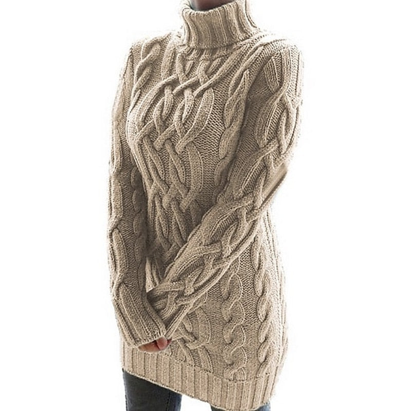 Roberta | Abito Maglione Donna a Trecce con Collo Alto - Calore Elegante