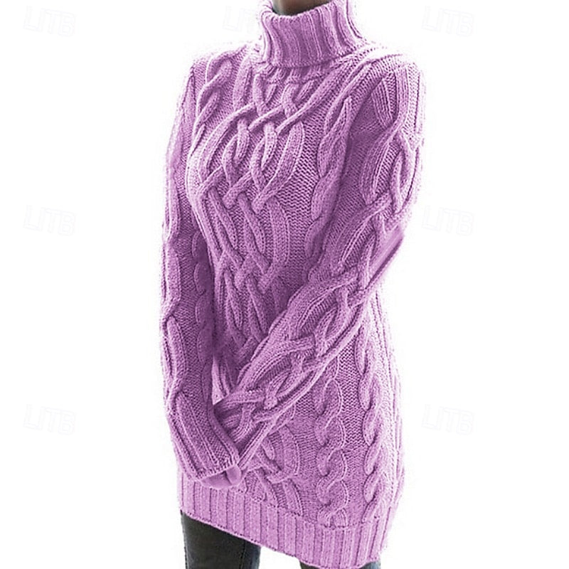Roberta | Abito Maglione Donna a Trecce con Collo Alto - Calore Elegante