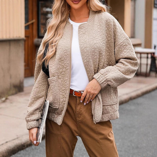 Dalia | Bomber Donna Trapuntato con Texture Floreale - Eleganza di Ogni Giorno